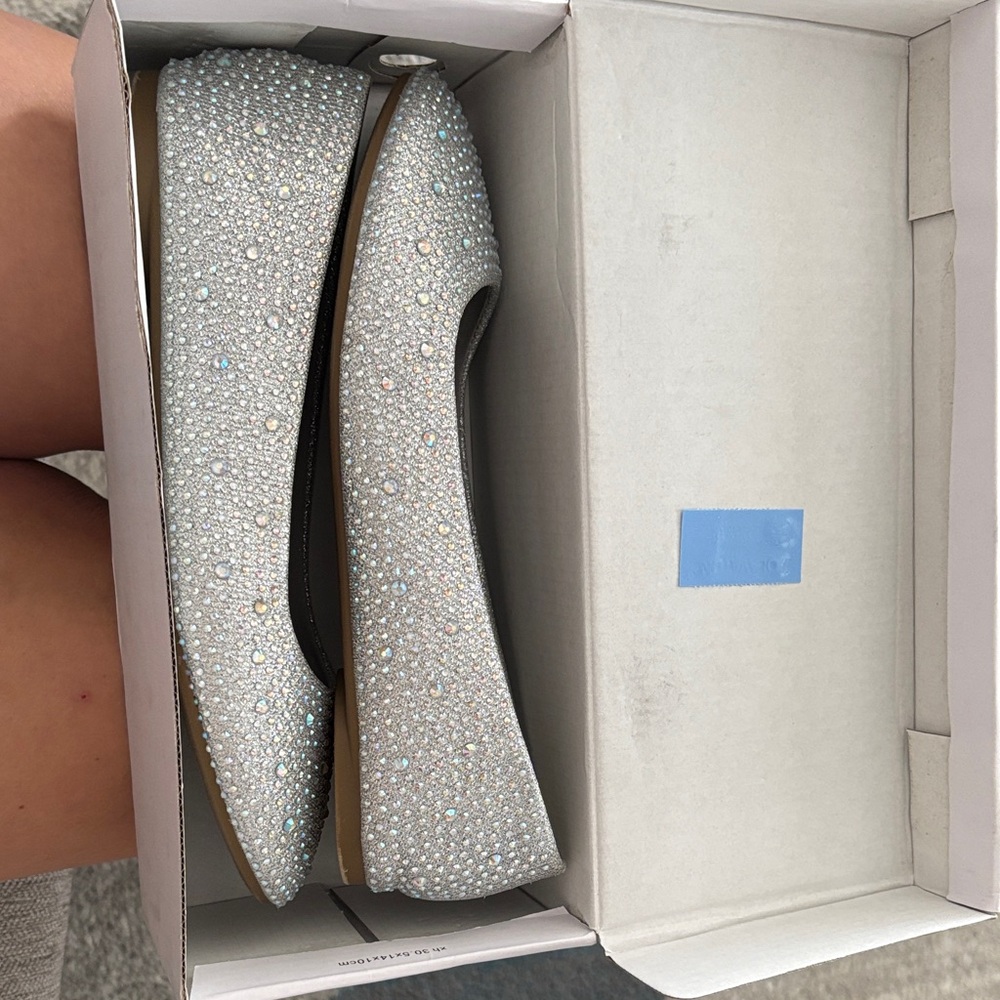 Steve Madden Silver Rhinestone Flats